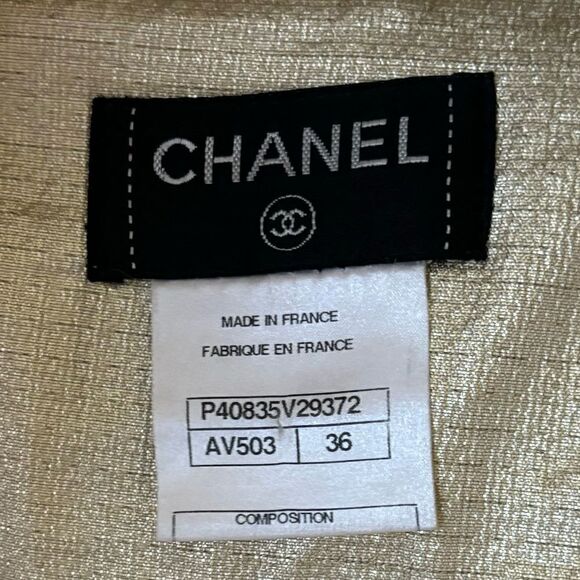 Chanel Mini Gold Cream Skirt Lame Pleated Size 2 - Picture 10 of 14